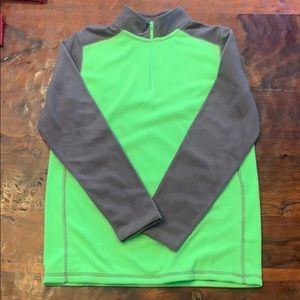 Green and gray quarter zip pull over